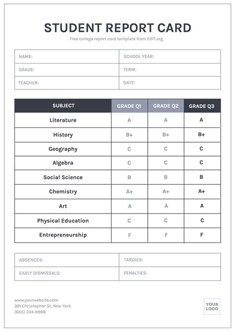 FREE 34+ Sample Report Card Templates in PDF | MS Word | Excel | Pages